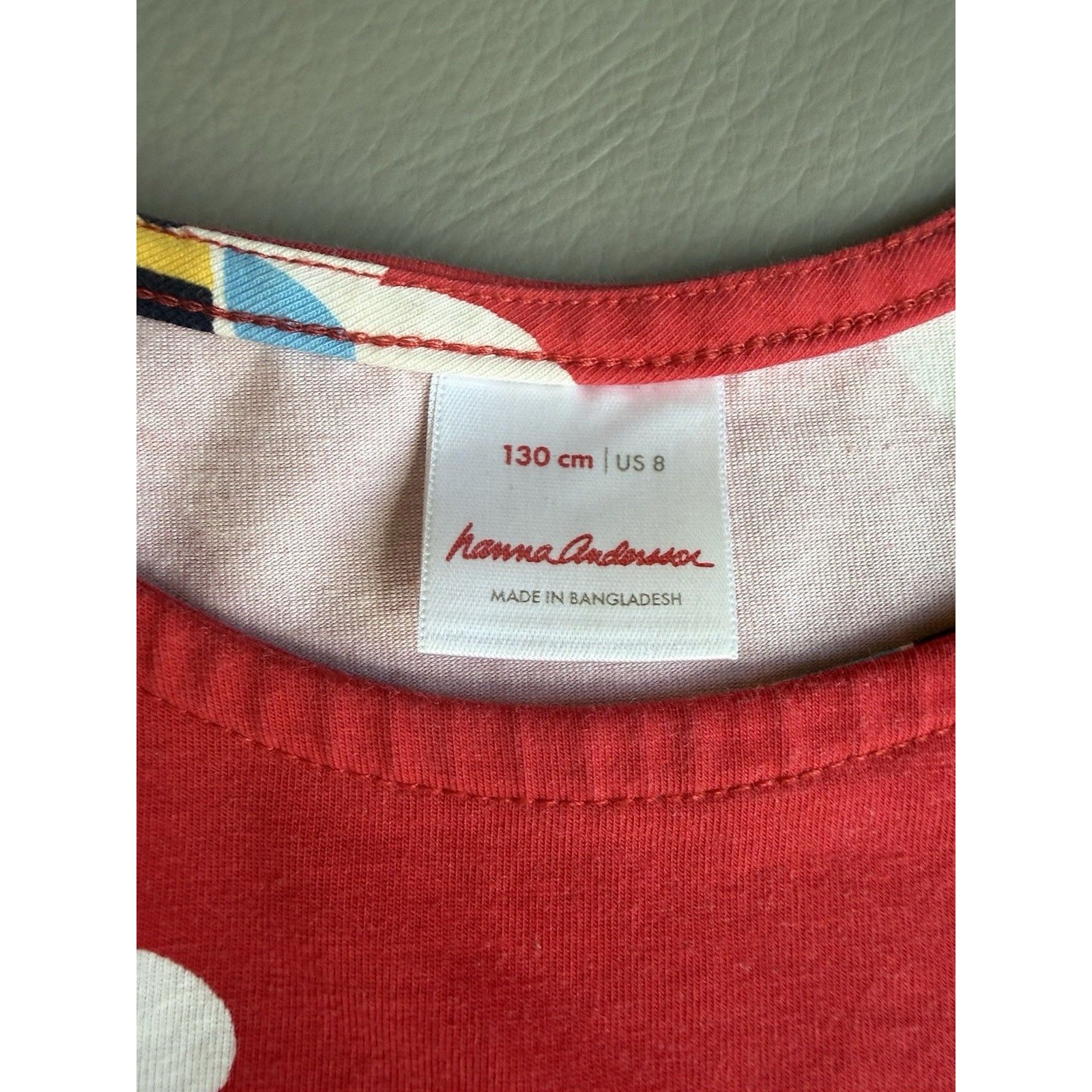 Hanna Andersson Girls Red Bee Floral Swing Dress Size 8 130cm Cotton Euc — image 4 of 7